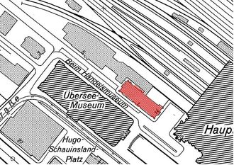1. Kartenansicht von Post- und Betriebsamts-Gebäude des Bremer Hauptbahnhofs